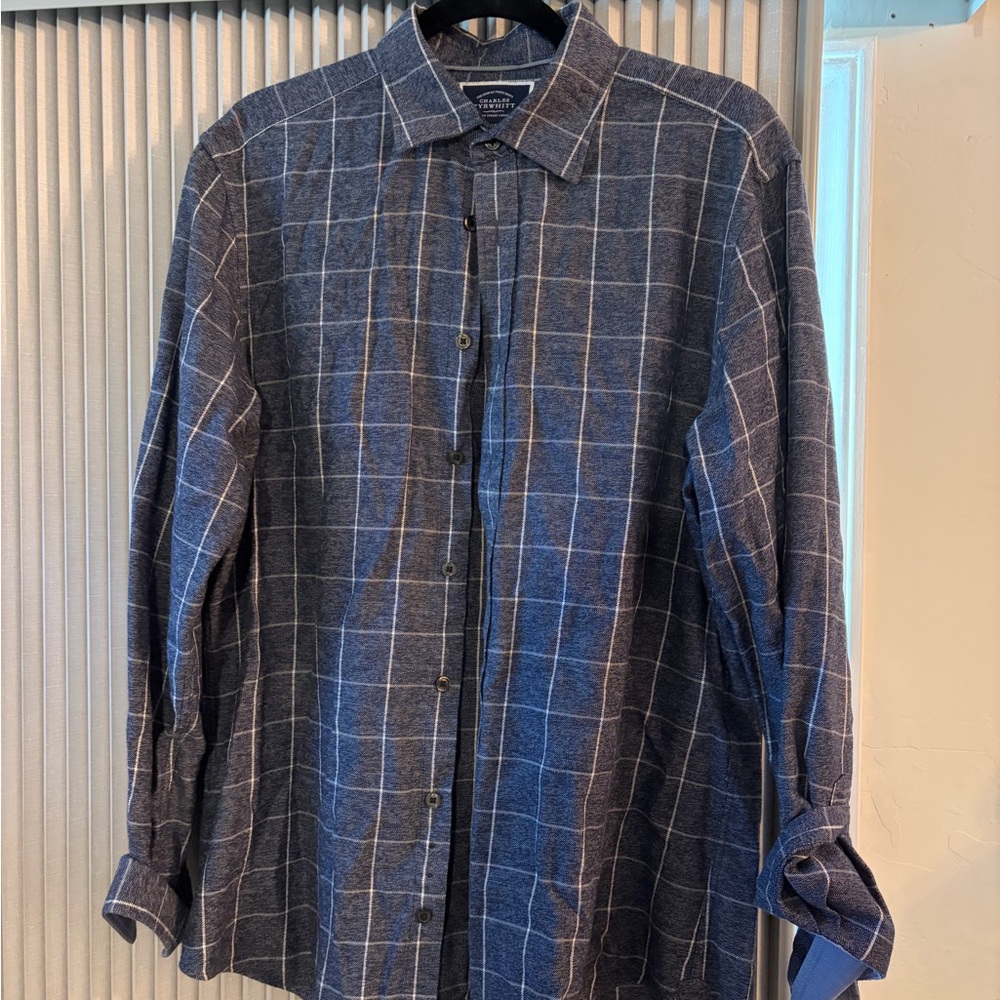 Banana Republic Navy Checkered Button Down Shirt